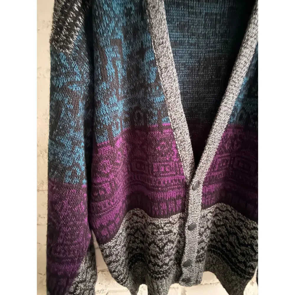 Chartwell Vintage Multicolor Knit Cardigan Sweater Men’s XL Fair Isle Button Up